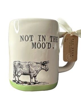 Rae Dunn Cow Mug "Not in the Moo'd"